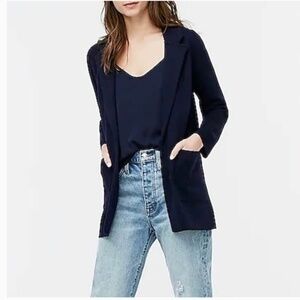 J.Crew Women's Sophie Open Front Cardigan Sweater-Blazer Merino Wool Size S Navy